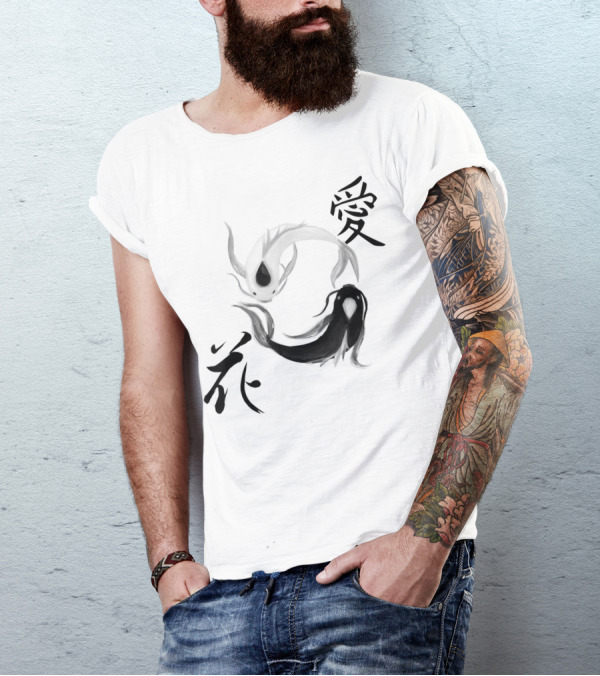 Koi Fish Carp Nishikigoi Japanese Japan Culture Love Yin Yang Symbols T-Shirt