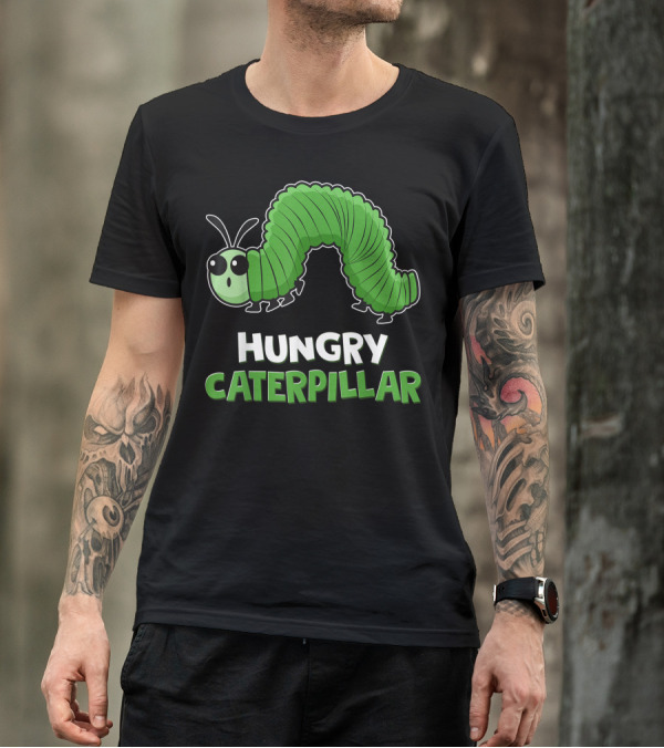 Hungry Caterpillar Larva Crawls Moth Butterfly Bees Bug T-Shirt
