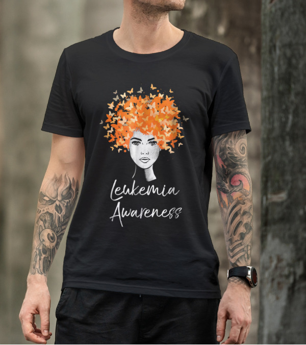 Leukemia Awareness Orange Butterflies Hairstyle T-Shirt