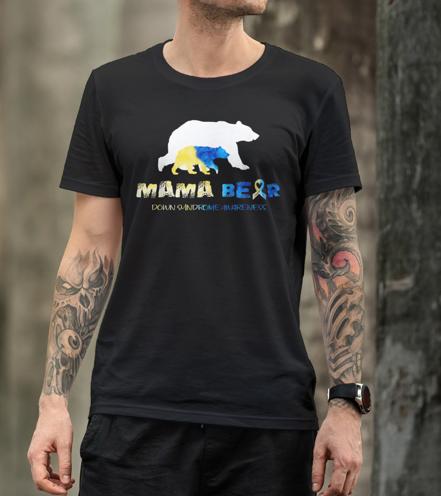 Mama Bear Down Syndrome Awareness Ribbon Bear T-Shirt