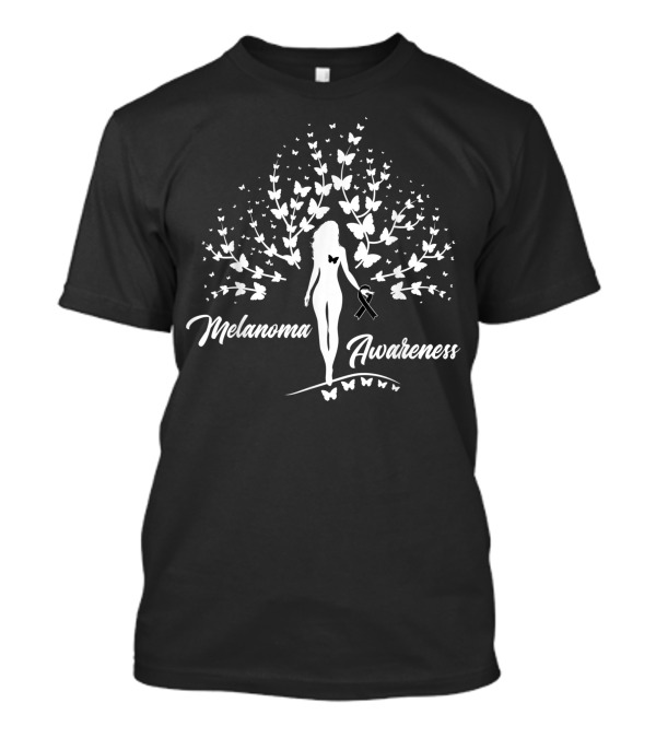 Melanoma Awareness Butterfly Ribbon Survivor Tree T-Shirt