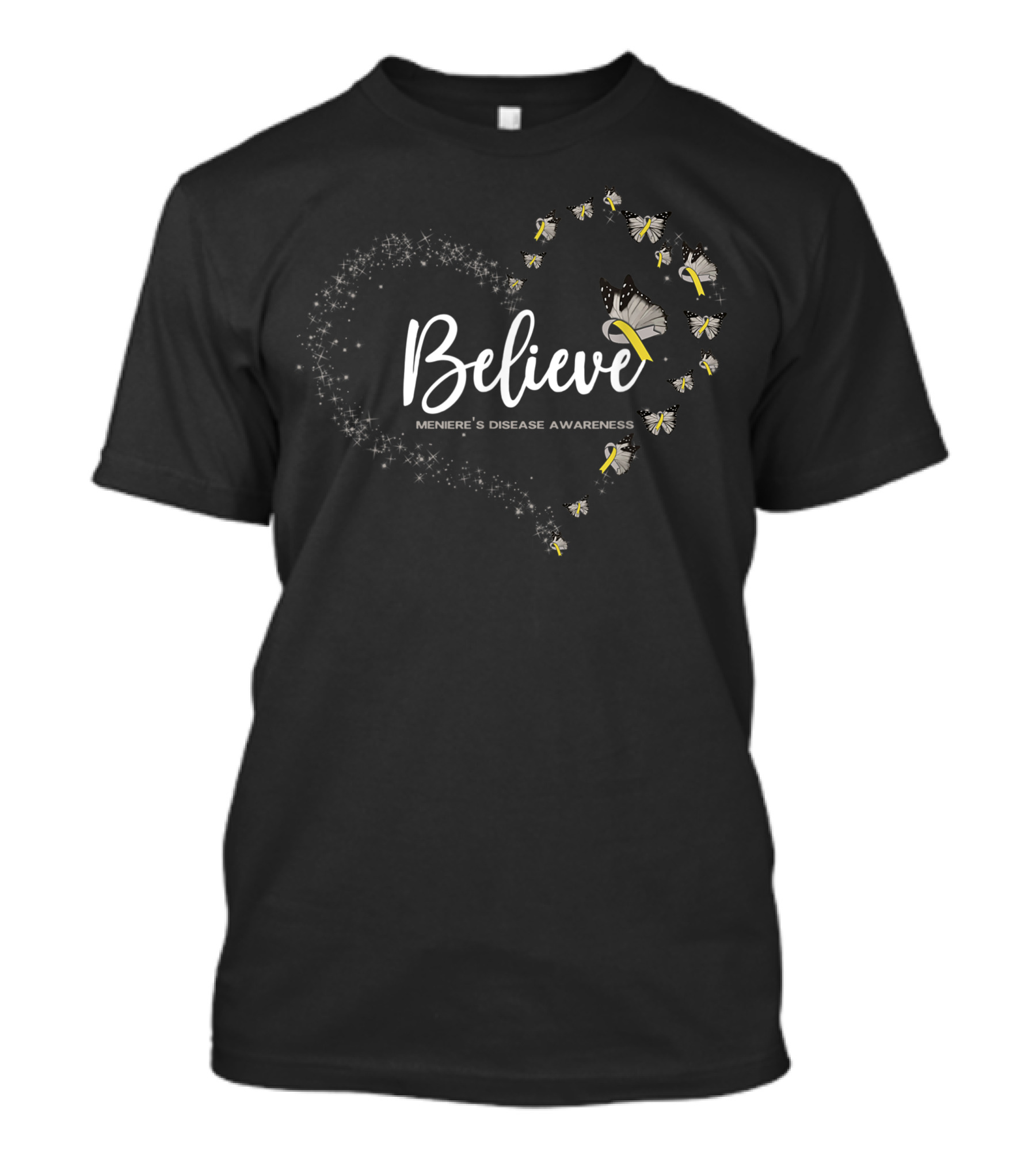 Believe Meniere's Disease Awareness Butterfly Heart T-Shirt