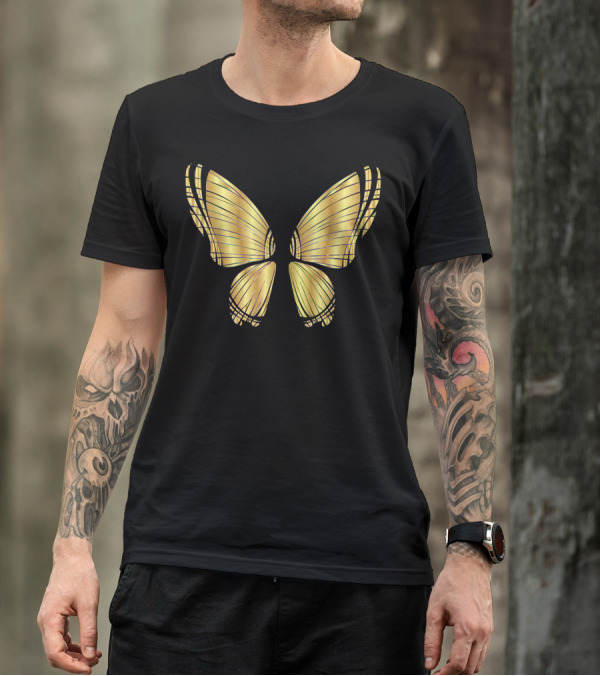 Metallic Gold Butterfly Wings Garden Flying T-Shirt