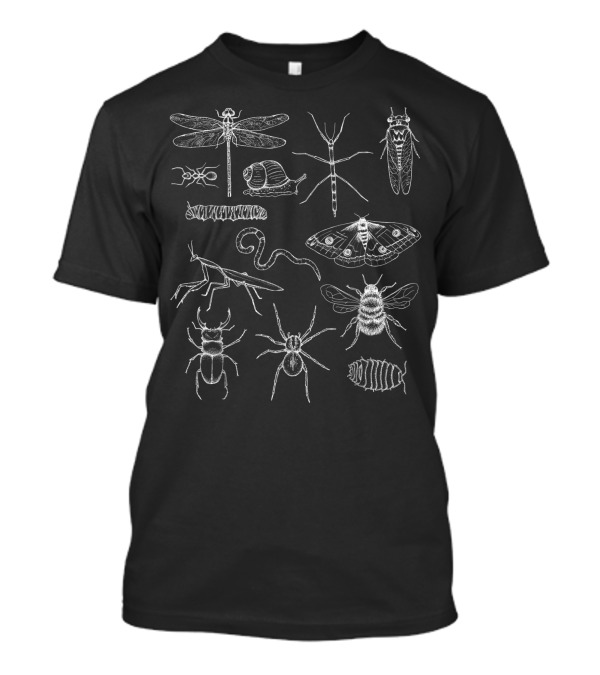 Dragonfly Stick Insect Cicada Ant Snail Caterpillar Moth Worm Praying Mantis Beetle Spider Bee Roly Poly T-Shirt