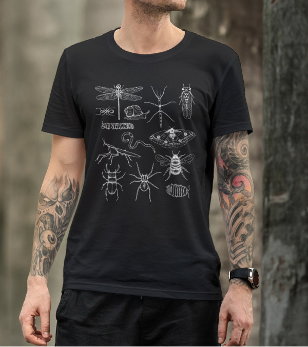 Dragonfly Stick Insect Cicada Ant Snail Caterpillar Moth Worm Praying Mantis Beetle Spider Bee Roly Poly T-Shirt