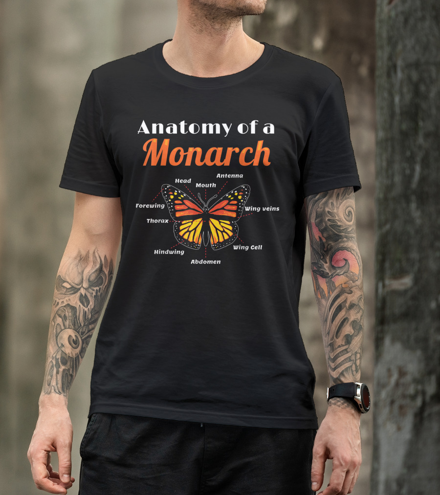 Anatomy Of A Monarch Butterfly Entomology Forewing Hindwing Wing Veins T-Shirt