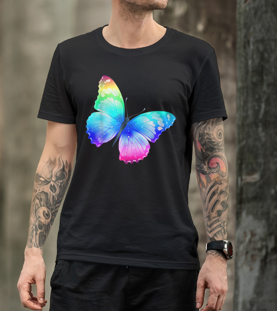 Monarch Butterfly Rainbow Pastel Festival Rave Colorful Cute T-Shirt