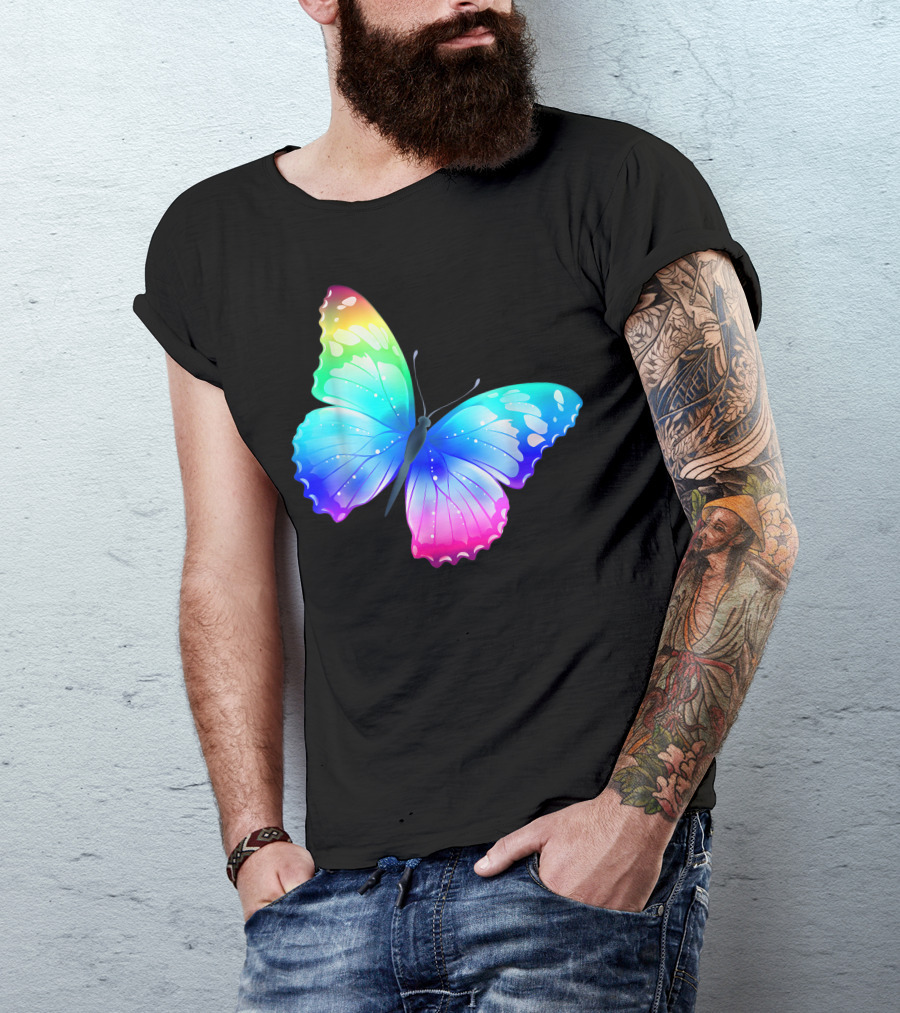 Monarch Butterfly Rainbow Pastel Festival Rave Colorful Cute T-Shirt