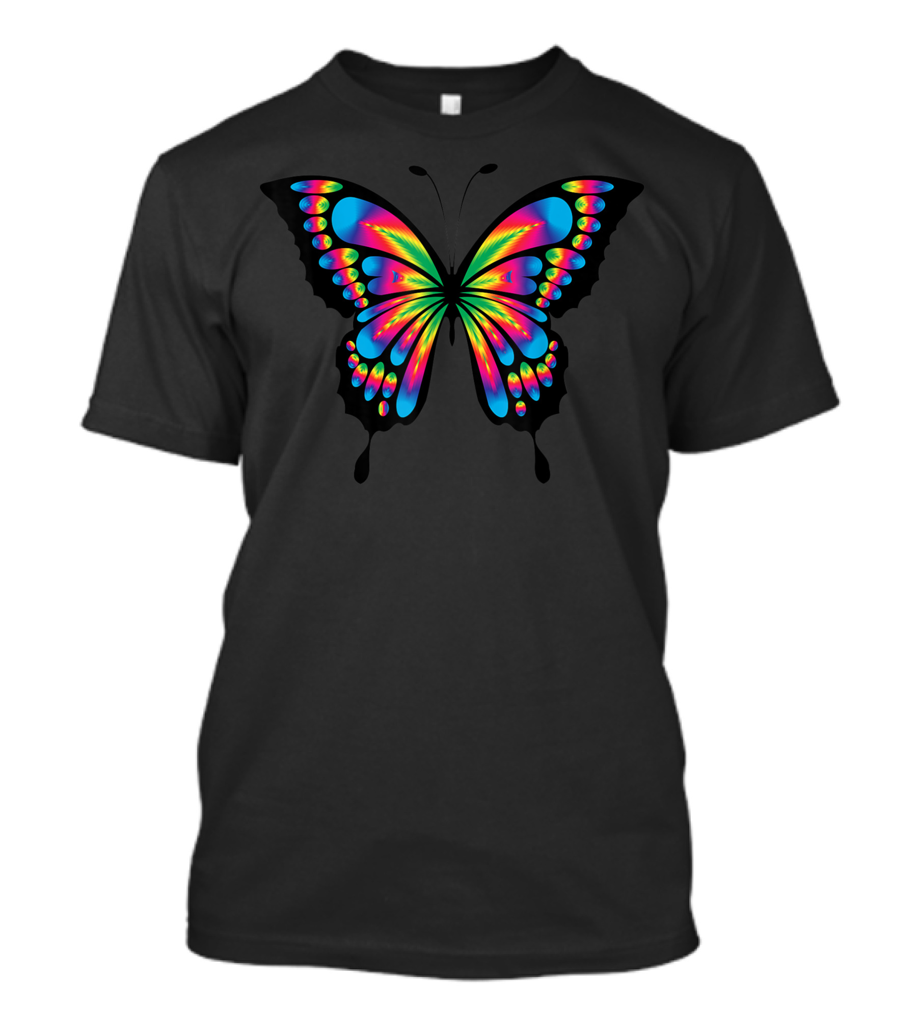 Multicolored Tie Dye Rainbow Butterfly T-Shirt