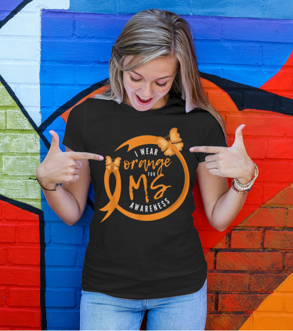 I Wear Orange For MS Awareness Butterfly T-Shirt