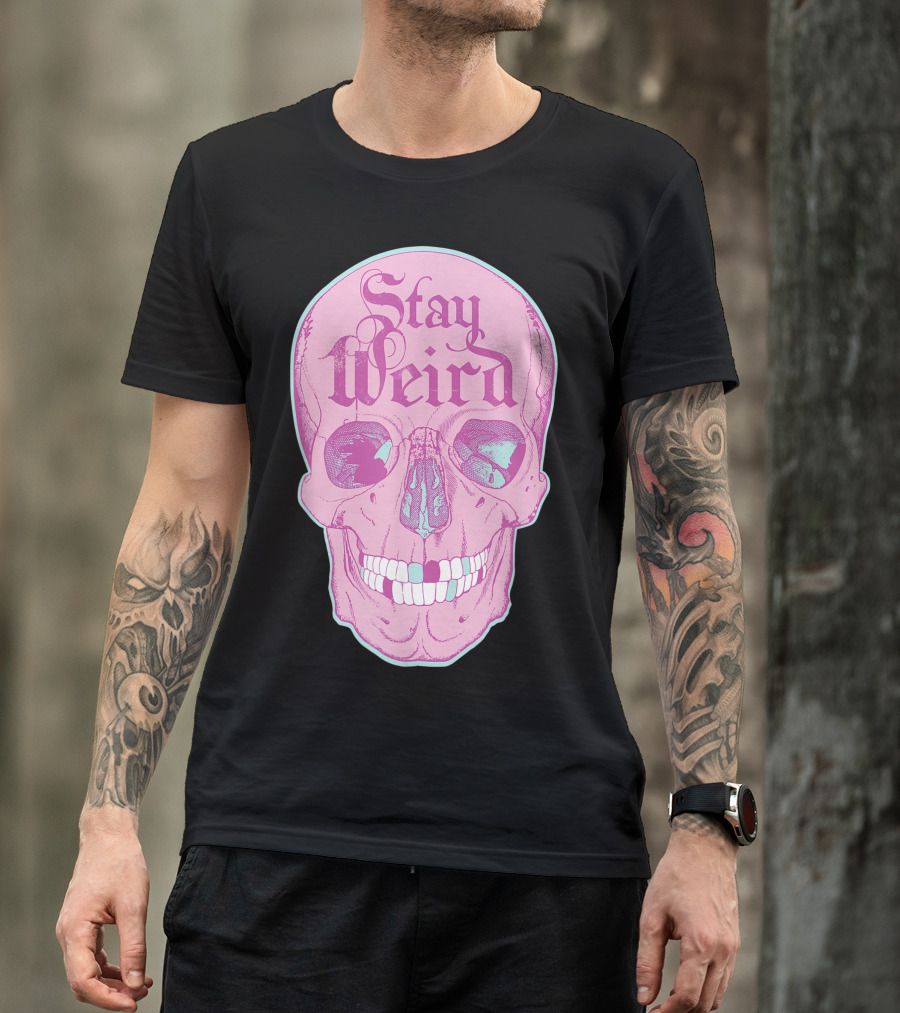 Stay Weird Pastel Goth Emo Pink Skull For Teens T-Shirt