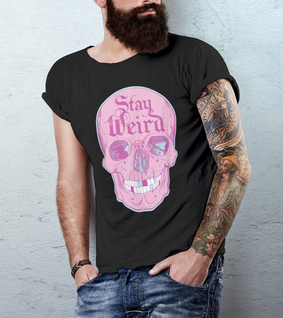 Stay Weird Pastel Goth Emo Pink Skull For Teens T-Shirt