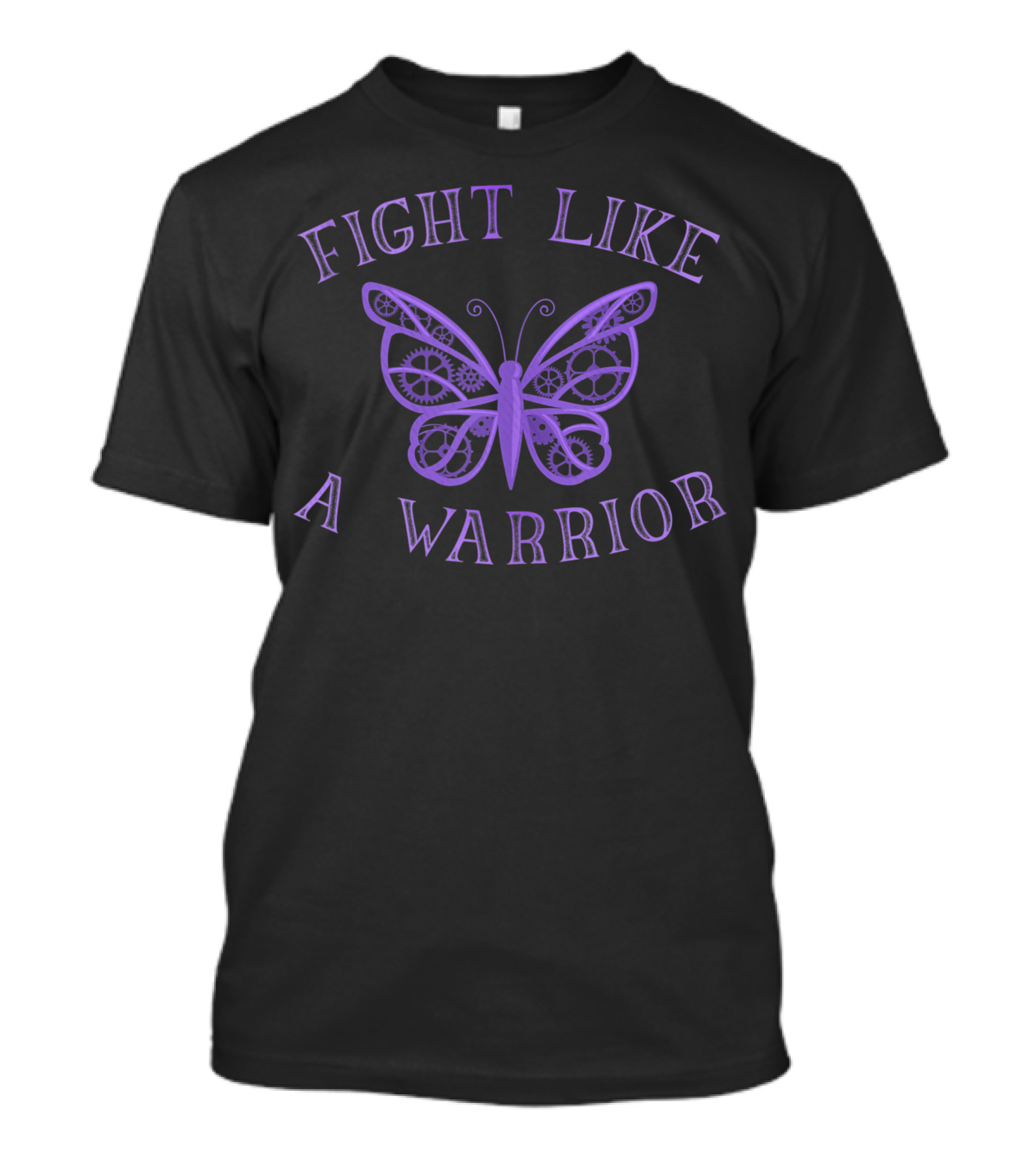 Fight Like A Warrior Purple Butterfly Fibro Migraine Lupus Awareness T-Shirt