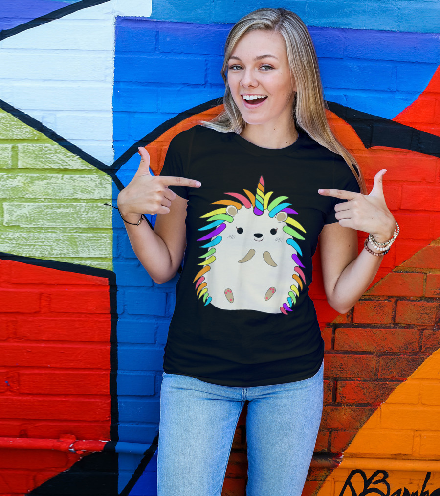 Rainbow Hedgehog Unicorn Animal Lover Girl T-Shirt