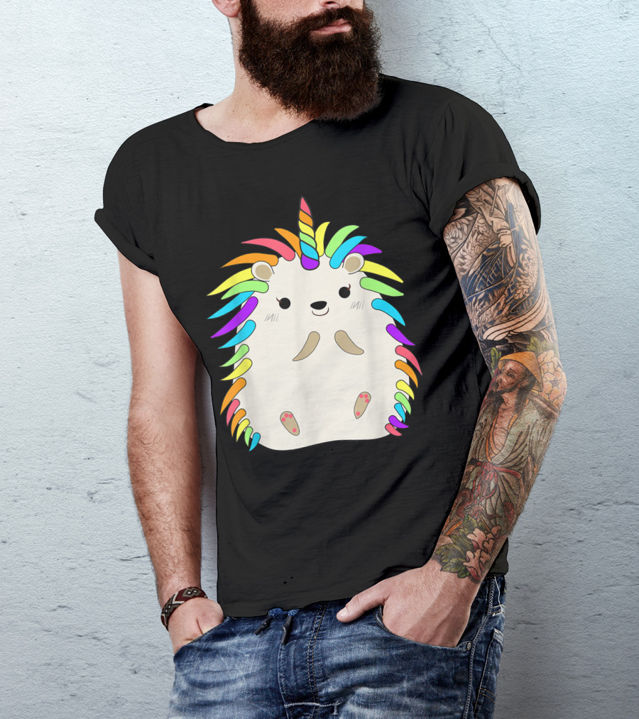 Rainbow Hedgehog Unicorn Animal Lover Girl T-Shirt