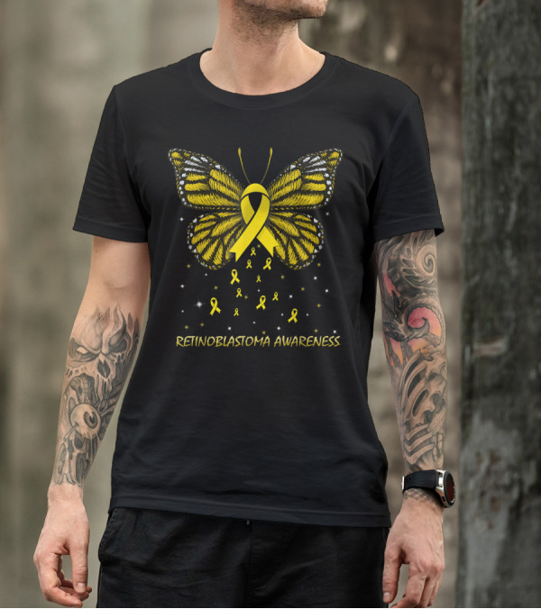 Retinoblastoma Awareness Yellow Ribbon Butterfly T-Shirt