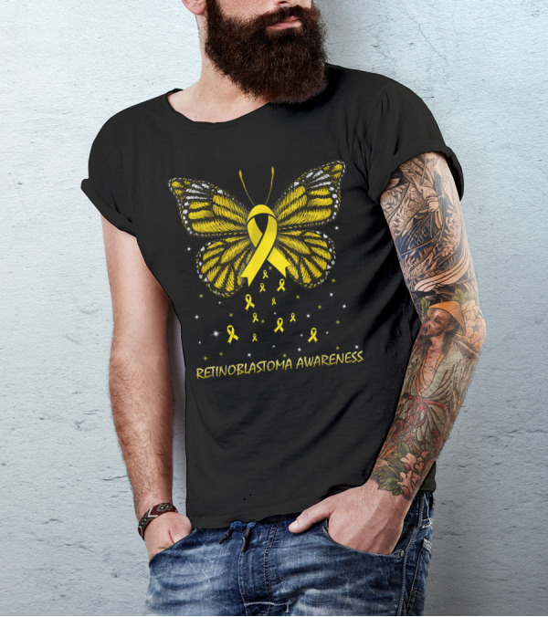 Retinoblastoma Awareness Yellow Ribbon Butterfly T-Shirt