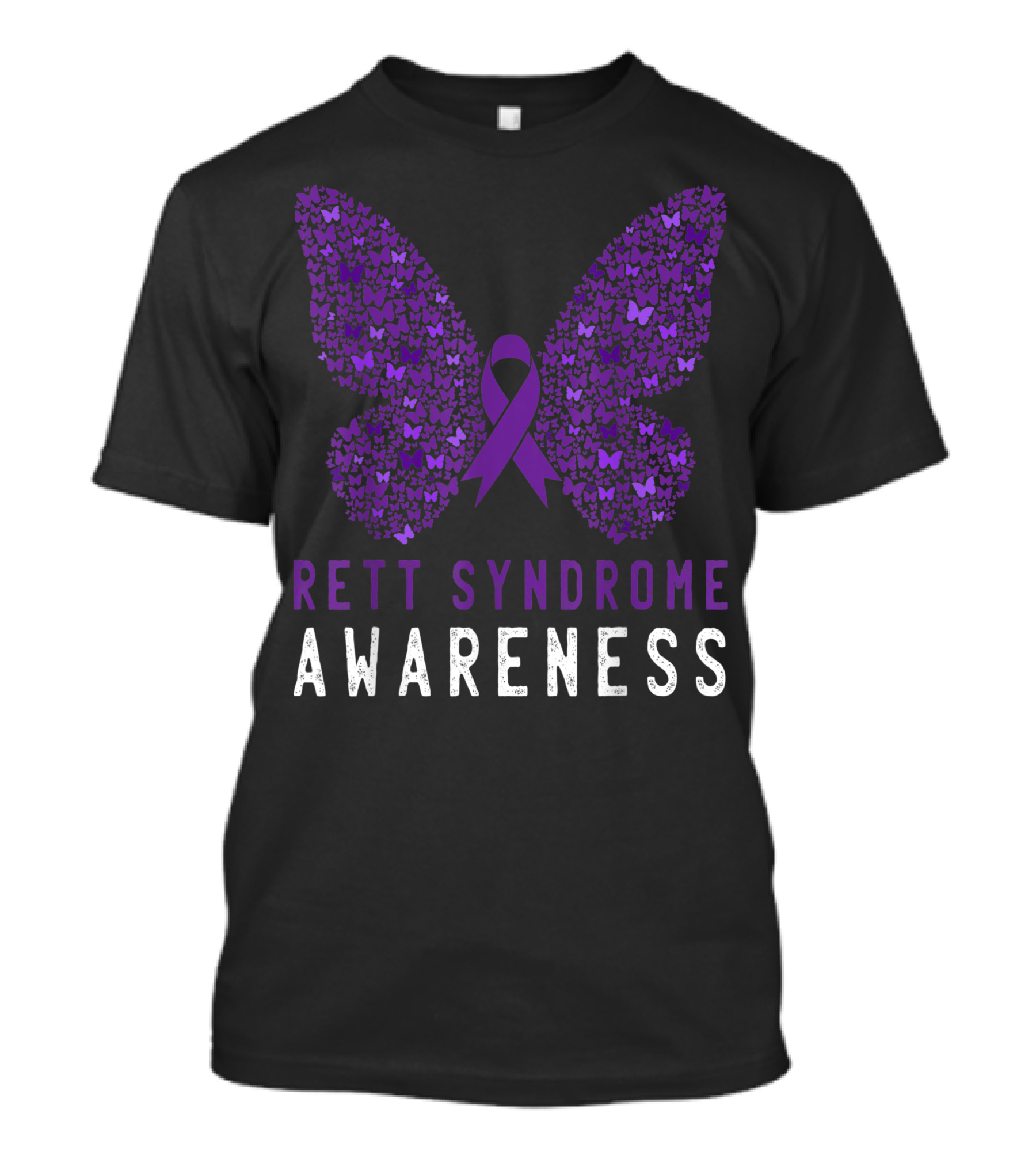 Rett Syndrome Awareness Purple Butterfly Ribbon Support T-Shirt