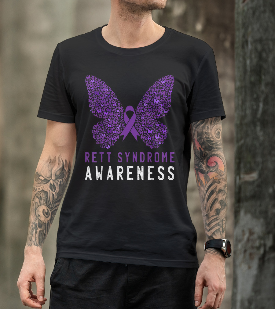 Rett Syndrome Awareness Purple Butterfly Ribbon Support T-Shirt