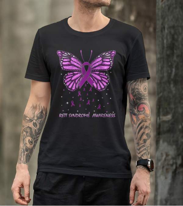 Rett Syndrome Awareness Pink Ribbon Butterfly T-Shirt