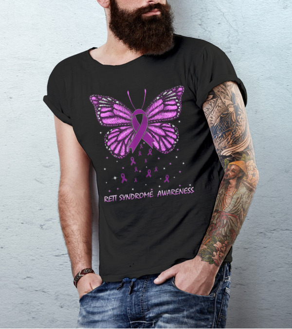 Rett Syndrome Awareness Pink Ribbon Butterfly T-Shirt