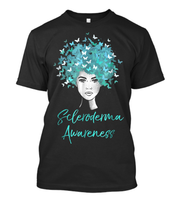 Scleroderma Awareness Butterflies Woman With Butterfly Hair T-Shirt