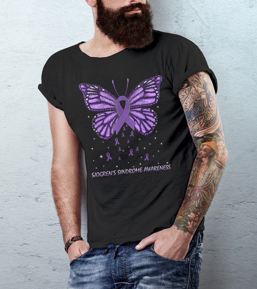 Sjogren's Syndrome Awareness Butterfly Purple T-Shirt