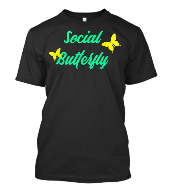 Social Butterfly Costume For Extroverts With Yellow Butterfly Graphics T-Shirt