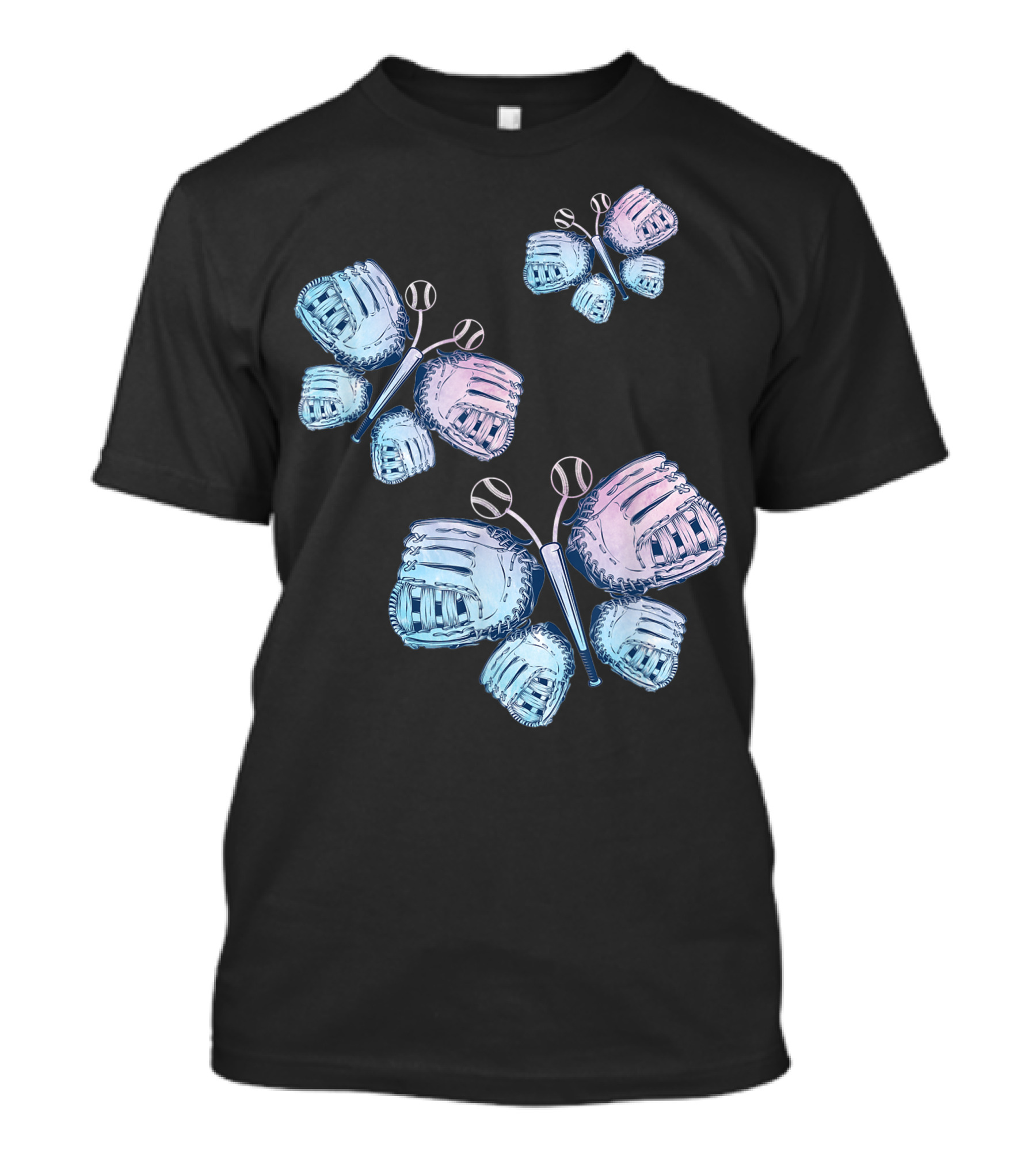 Softball And Baseball Glove Butterfly With Bats And Balls T-Shirt