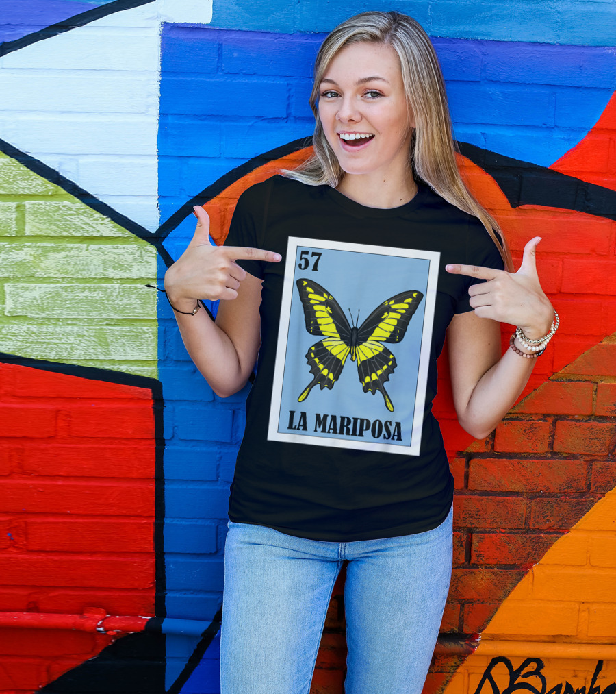 57 La Mariposa Spanish Butterfly Lottery Mexican Bingo T-Shirt