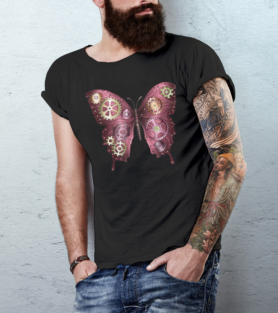 Steampunk Butterfly With Intricate Gears And Cogs T-Shirt