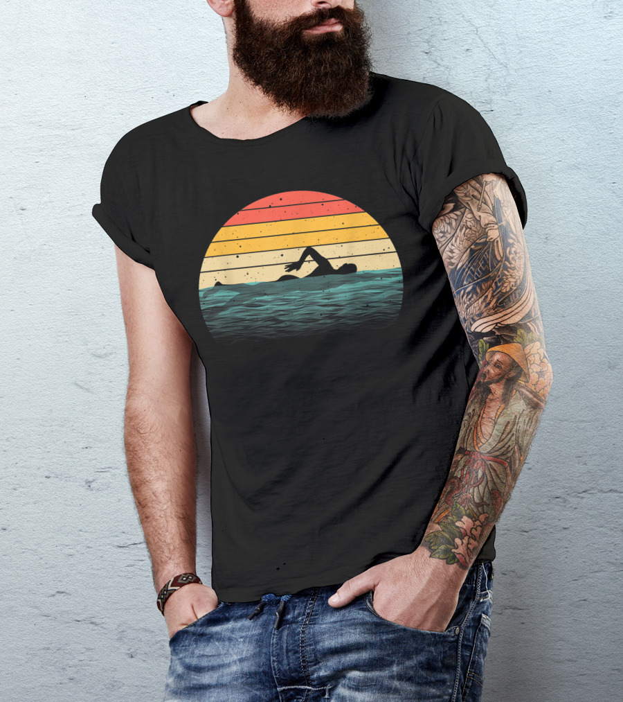 Swimming Women Swimmer Sunset T-Shirt