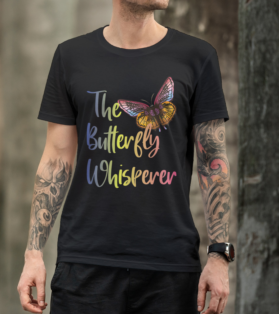 The Butterfly Whisperer Vibrant Rainbow Butterfly T-Shirt