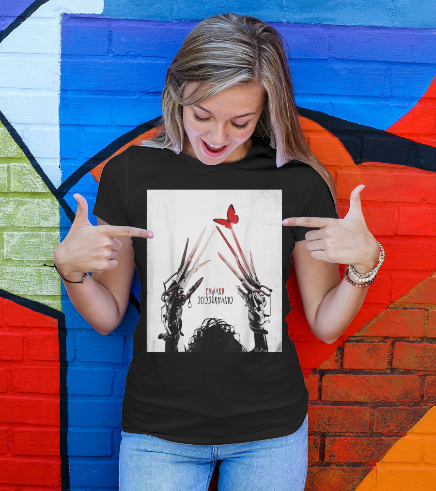Edward Scissorhands Red Butterfly Iconic Movie T-Shirt