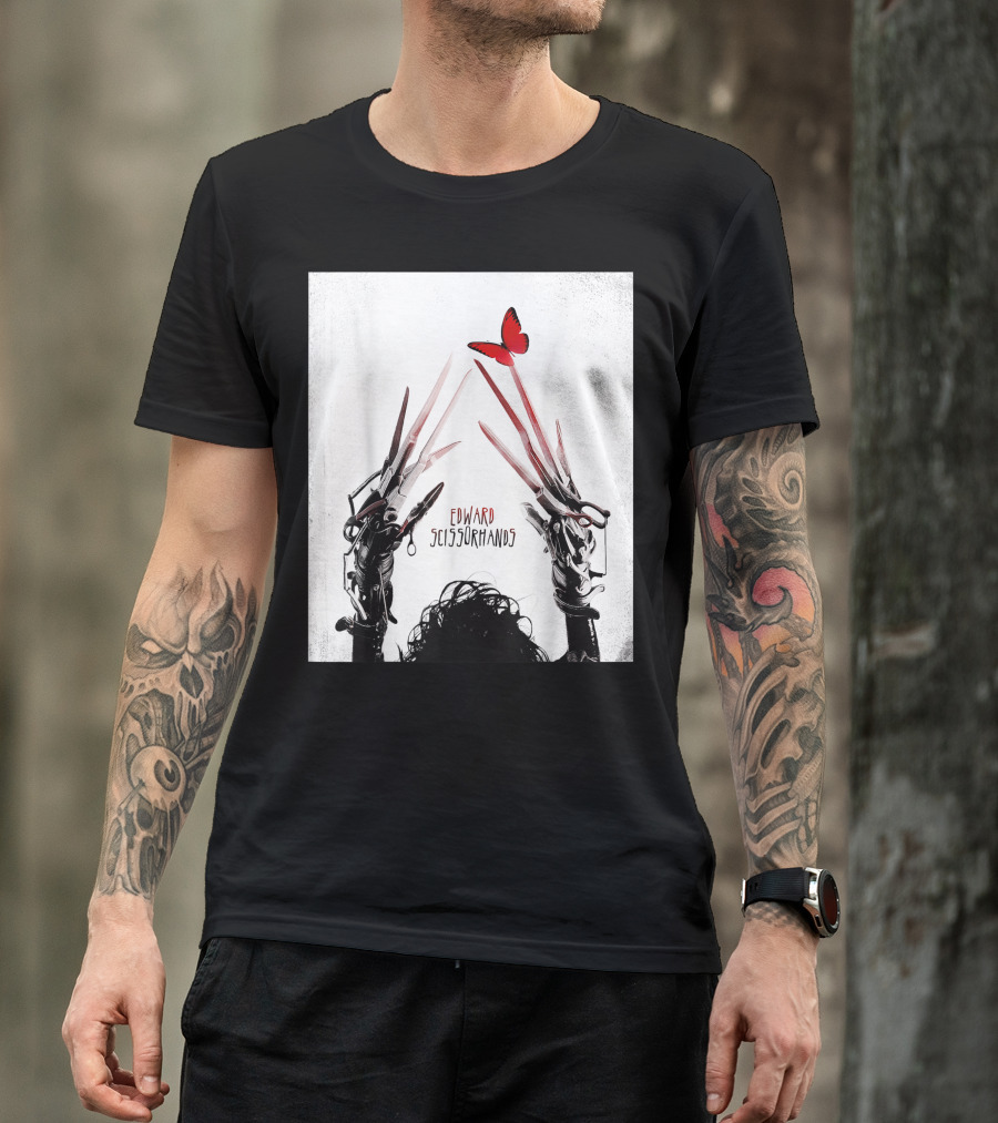 Edward Scissorhands Red Butterfly Iconic Movie T-Shirt