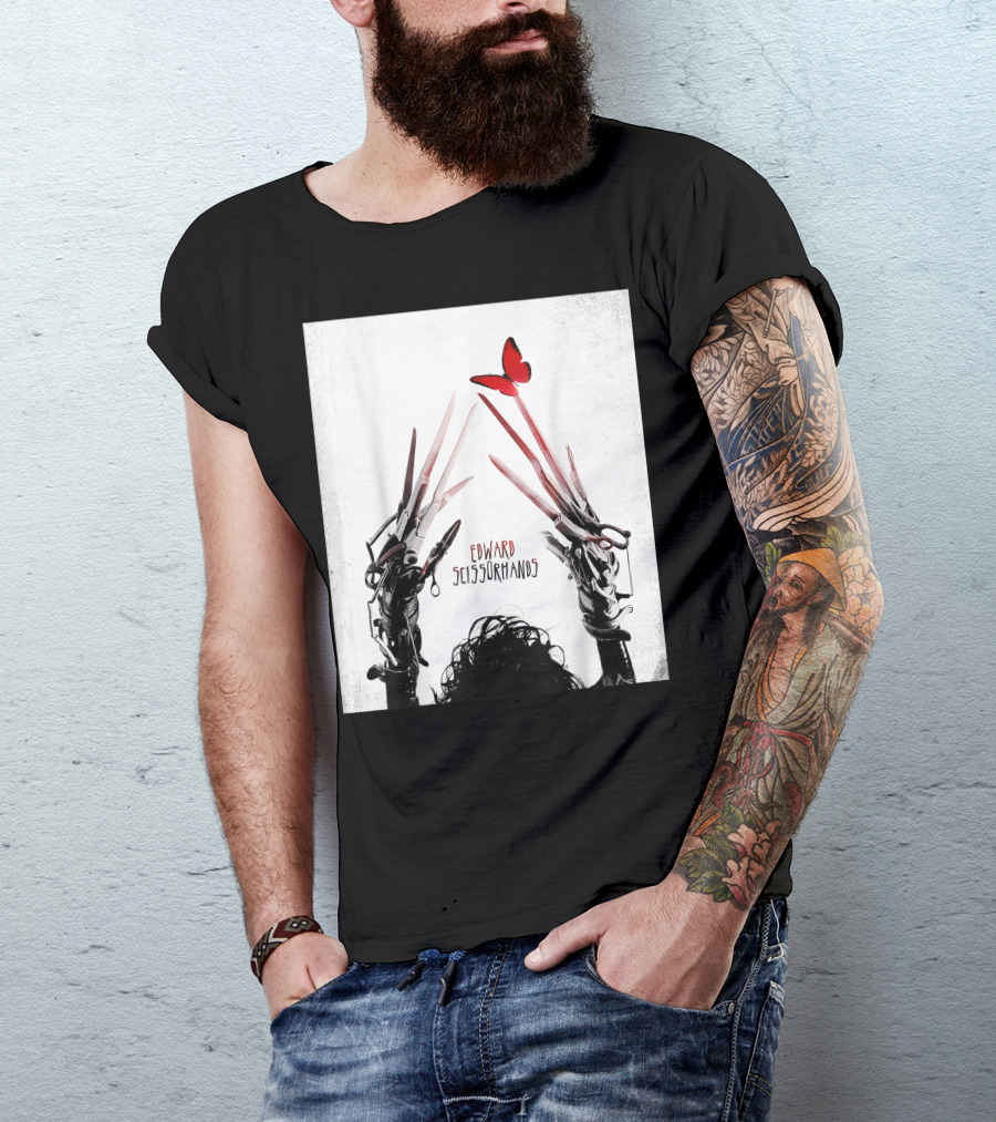 Edward Scissorhands Red Butterfly Iconic Movie T-Shirt