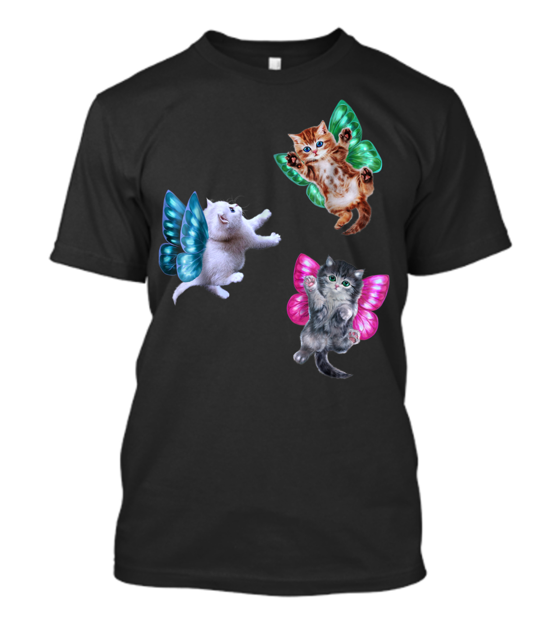 Kitten Cupid Angel Butterfly Wings Cute Cat Trio T-Shirt