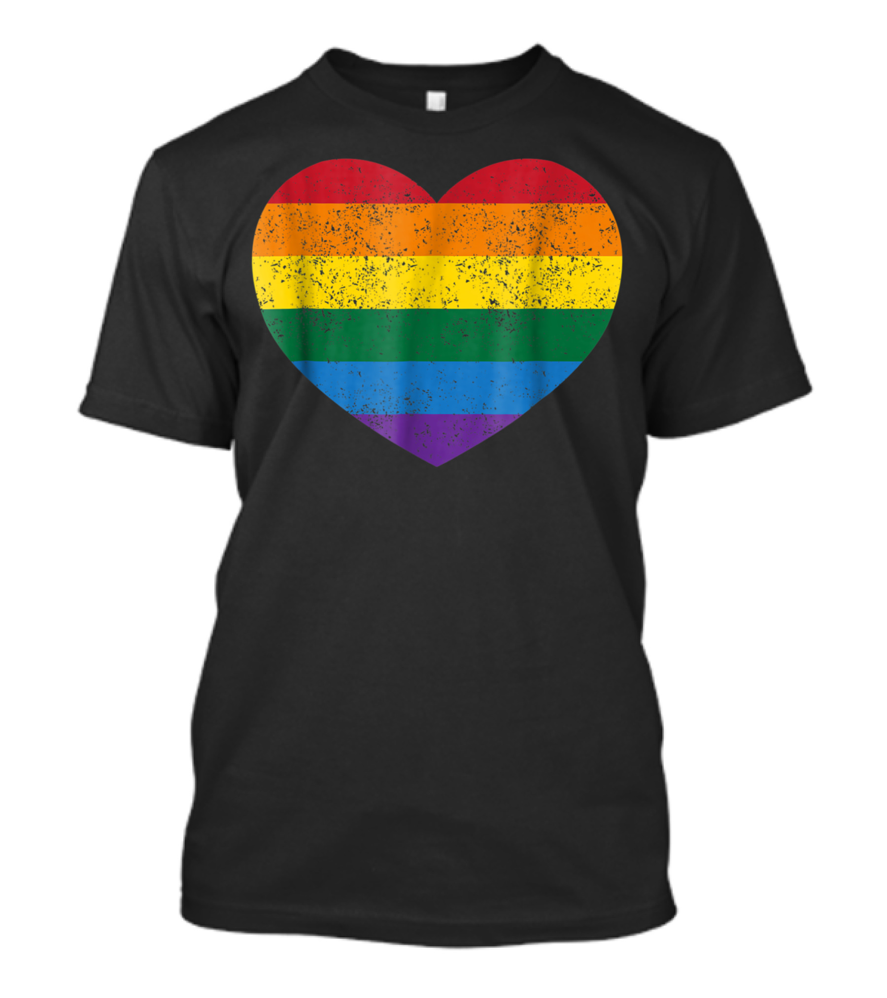 Vintage Distressed Rainbow Heart Gay Pride Flag T-Shirt
