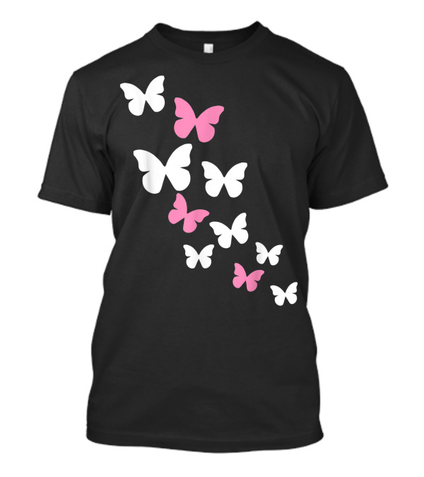 White And Pink Butterflies T-Shirt