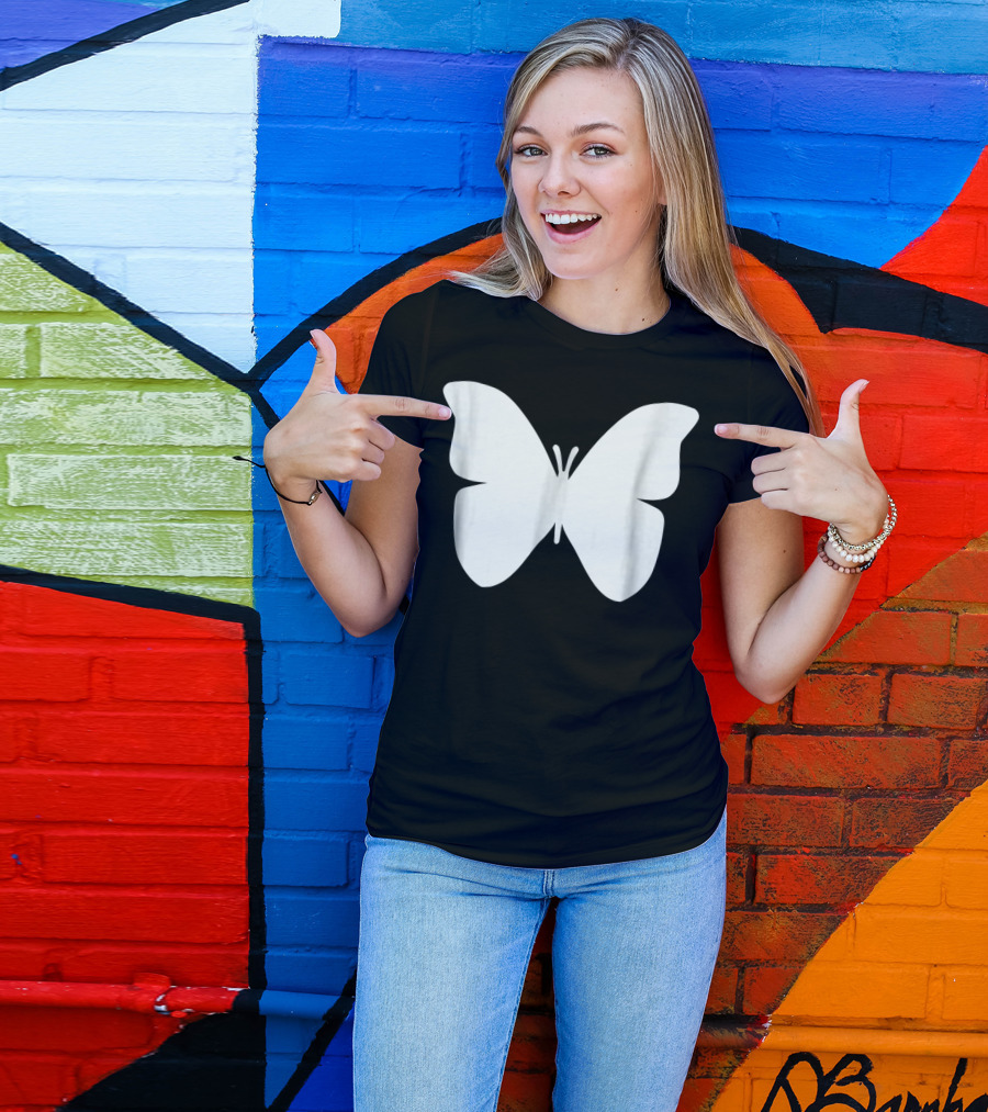 White Butterfly Silhouette Monarch T-Shirt