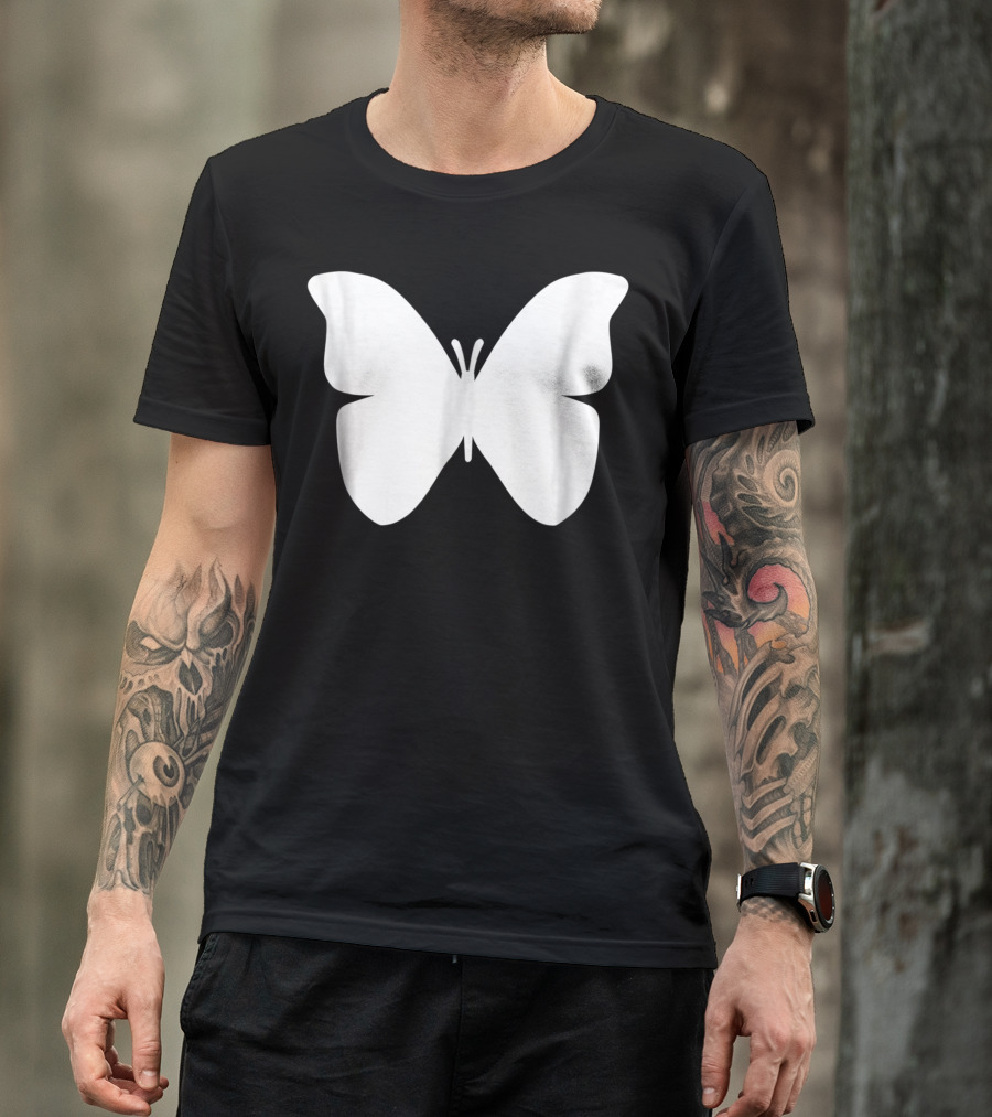 White Butterfly Silhouette Monarch T-Shirt