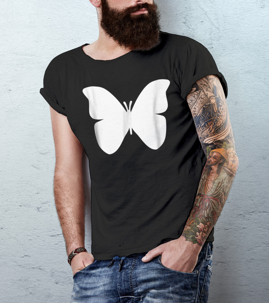 White Butterfly Silhouette Monarch T-Shirt