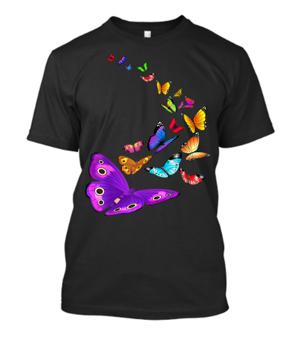 Colorful Butterfly Wings In Flight Fluttering Upward T-Shirt