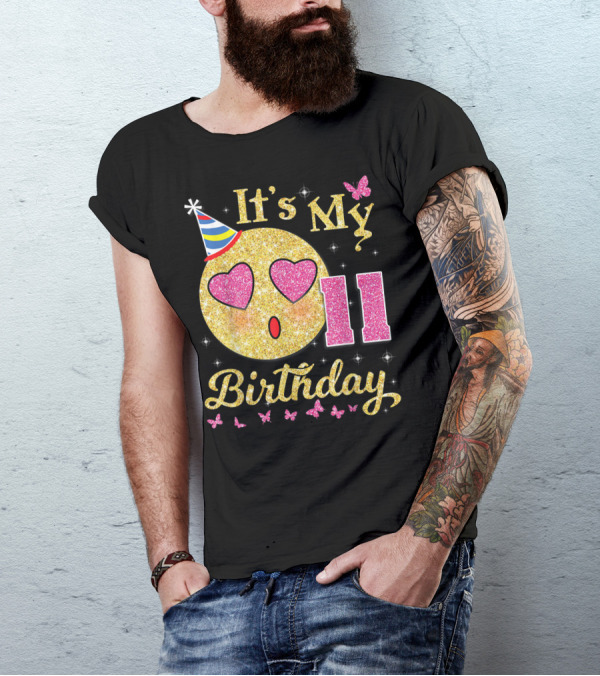 It's My 11 Birthday Heart Eye Face Butterfly Star T-Shirt