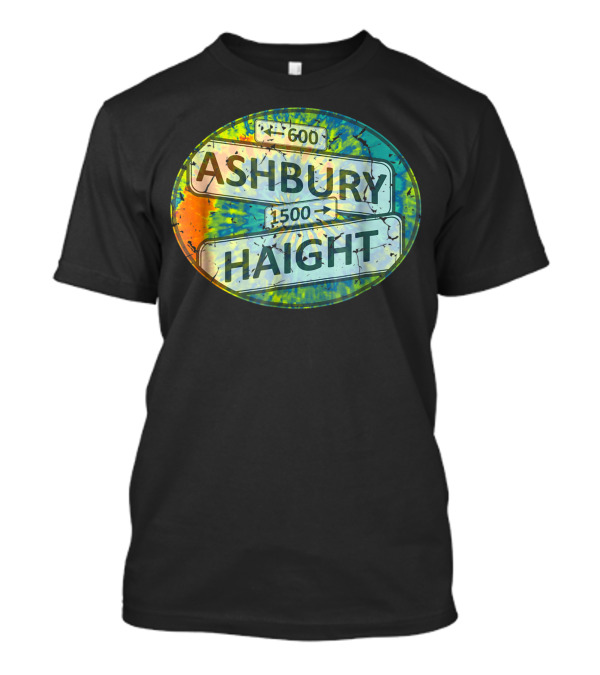 60s 70s Flower Power Haight Ashbury Street Signs Tie Dye T-Shirt
