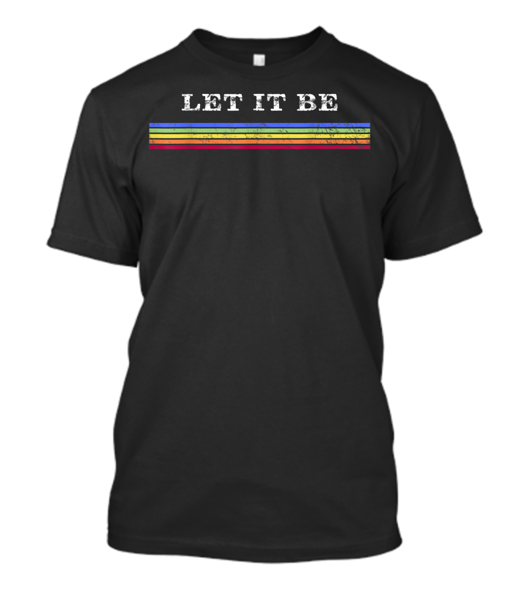 70s Rainbow Striped Let It Be Hippie T-Shirt
