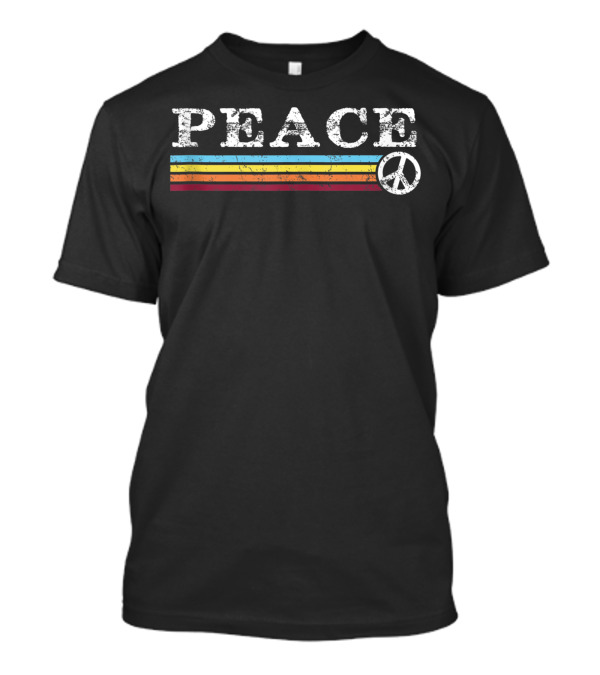 Peace Vintage 70s Stripe Peace Symbol Hippy T-Shirt