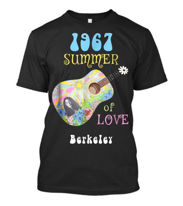 1967 Summer Of Love Berkeley Hippie Guitar Psychedelic Flowers T-Shirt