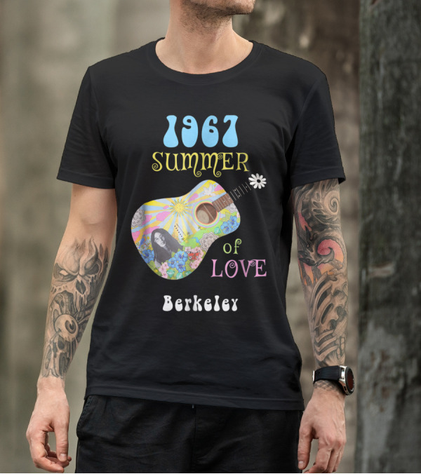1967 Summer Of Love Berkeley Hippie Guitar Psychedelic Flowers T-Shirt