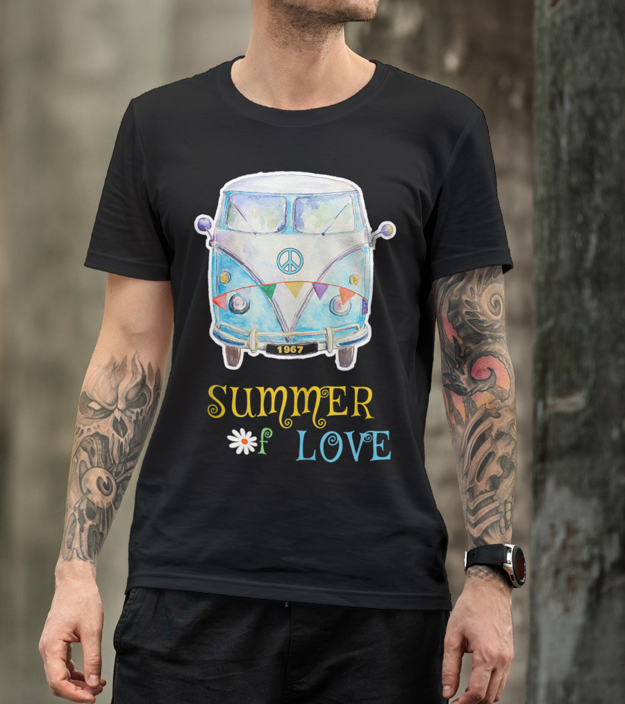1967 Summer Of Love Hippie Peace Camper Van T-Shirt